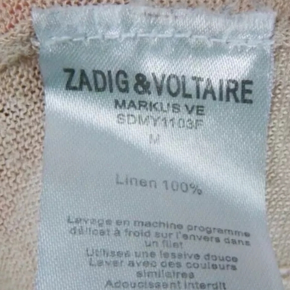 Zadig & Voltaire Linen Rhinestone Skull Tee - Picture 2 of 7